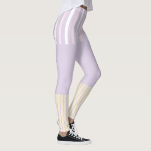 Kleurenstrepen - Pastel Roze, Geel en Paars Leggings