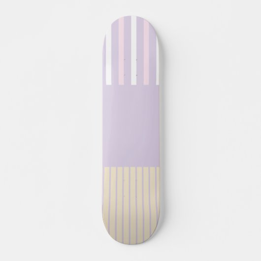 Kleurenstrepen - Pastel Roze, Geel en Paars Skateboard (Voorkant)
