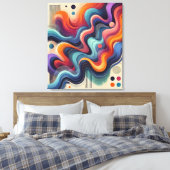 Kleurenstroom Abstracte kunst gewikkeld canvas Afdruk (Insitu (Slaapkamer))