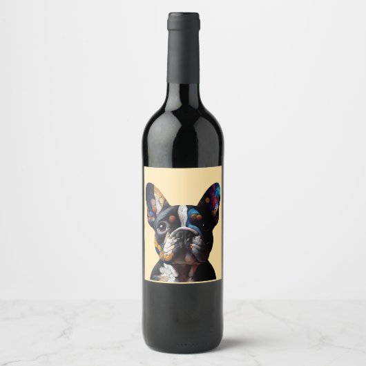 Kleurentheorie Frenchie Wijn Etiket (Voorkant)