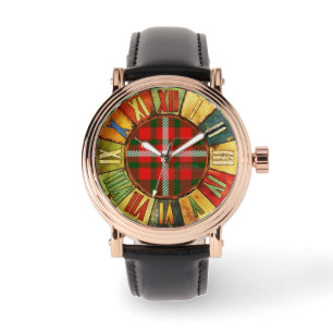 KLEURENTIJD MET RODE GROENSCOTTISH TARTAN HORLOGE