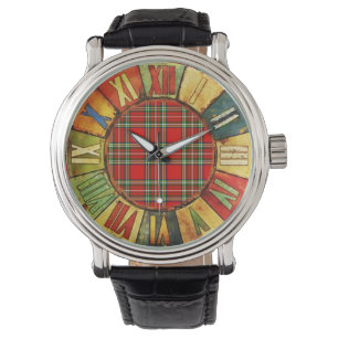 KLEURENTIJD MET RODE GROENSCOTTISH TARTAN HORLOGE