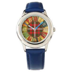 KLEURENTIJD MET WITTE RODE SCOTTISH TARTAN HORLOGE