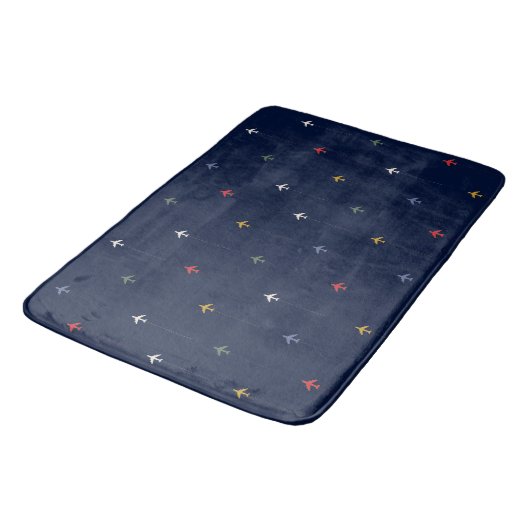 Kleurenvliegtuigen, zij aan zij gericht, blauw badmat (Gekanteld)