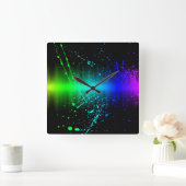 Kleurexplosie 1-klok vierkante klok (Huis)