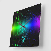 Kleurexplosie 1-klok vierkante klok (Hoek)