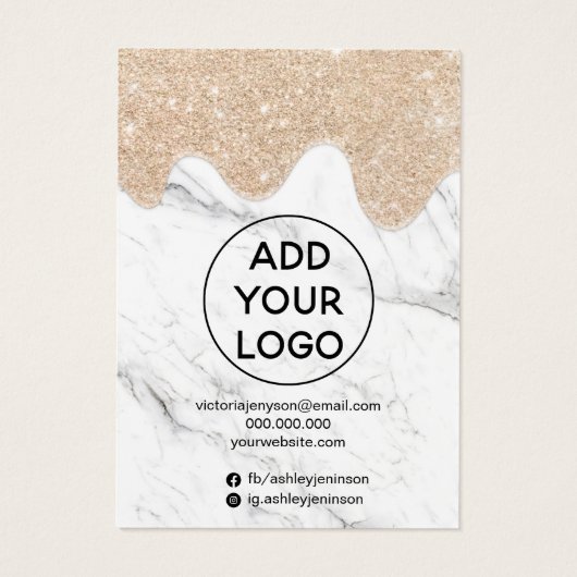 Kleurgoudglitter drip sieraar haarscherp visitekaartje (Achterkant)