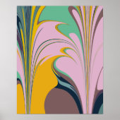 Kleurig Abstract gemarmerd design in Lila en Mint Poster (Voorkant)