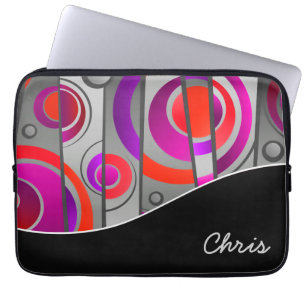 Kleurig Abstract geometrisch patroon met monogram Laptop Sleeve