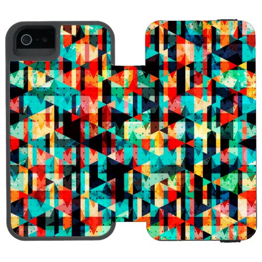 Kleurig abstract, helder elementenontwerp incipio iPhone portemonnee hoesje (Agenda Open)