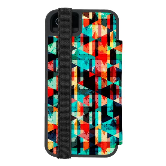 Kleurig abstract, helder elementenontwerp incipio iPhone portemonnee hoesje (Agenda Achterkant)