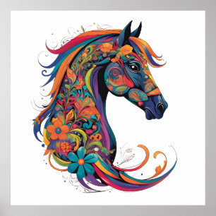 Kleurig abstract paard poster
