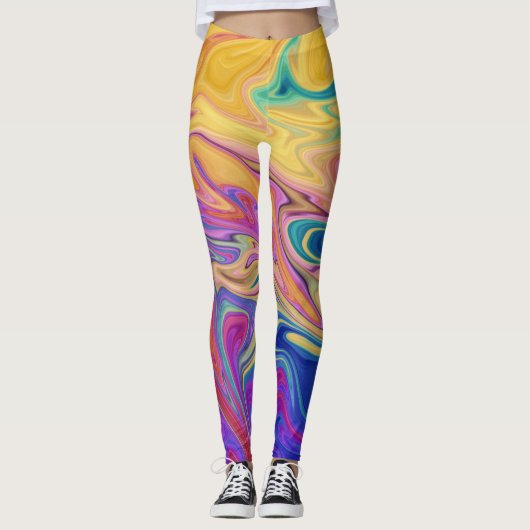 Kleurig abstract patroon leggings (Voorkant)