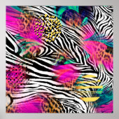 Kleurig abstract patroon met zebra textureabstra poster (Voorkant)