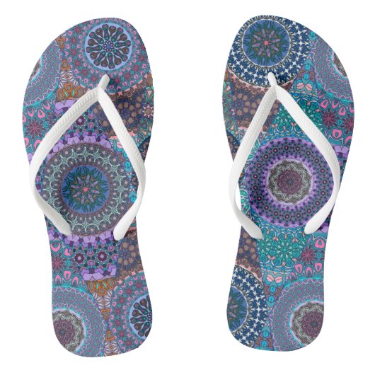 Kleurig abstract tegelvormig ontwerp teenslippers (Voetbed)