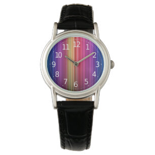 Kleurig Acrylvormig verticaal regenboogpatroon   Horloge