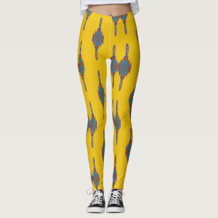 Kleurig Afrikaans geel en blauw patroon Leggings