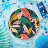 Kleurig bladpatroon, levendig papieren bordje (Feest)