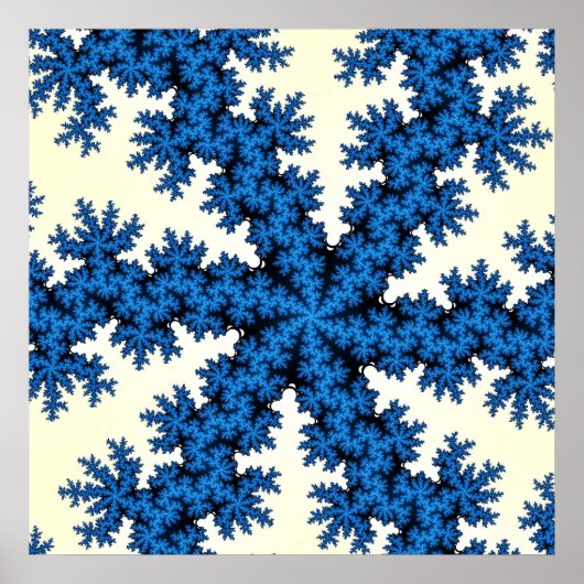 Kleurig blauw en wit fractal poster (Voorkant)