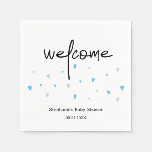 Kleurig blauw, met hart besproeid, babypaddestoel servet