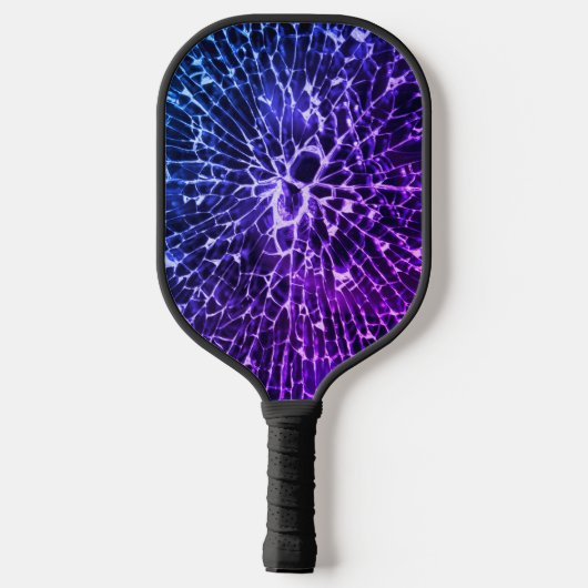Kleurig blauw Paars verbrijzend gebroken glazen on Pickleball Paddle (Achterkant)
