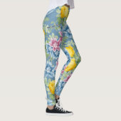 Kleurig blauw roos patroon zomermode trendy leggings (Rechts)