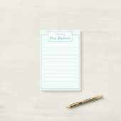 Kleurig Blauwgroen blauw script van leraar Post-it® Notes (Op bureau)
