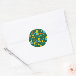 kleurig bloemontwerp ronde sticker