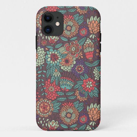 Kleurig bloempatroon in cartoon stijl Case-Mate iPhone case (Achterkant)