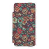 Kleurig bloempatroon in cartoon stijl incipio iPhone portemonnee hoesje (Voorkant Agenda)