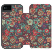 Kleurig bloempatroon in cartoon stijl incipio iPhone portemonnee hoesje (Agenda Open)