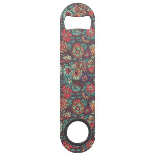 Kleurig bloempatroon in cartoon stijl speed flessenopener
