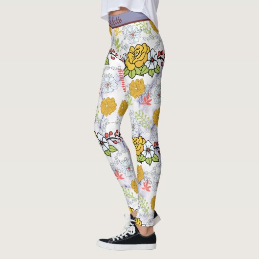 Kleurig botanisch floreel patroon gepersonaliseerd leggings (Links)