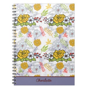 Kleurig botanisch floreel patroon gepersonaliseerd notitieboek