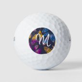 Kleurig botanisch olievloerpatroon golfballen (Voorkant)