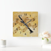 Kleurig Clarinet-ontwerp Vierkante Klok (Huis)