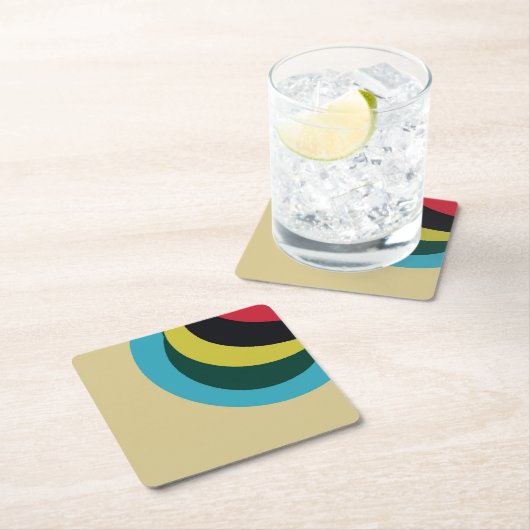 Kleurig curvepatroon vierkante kartonnen onderzetter (Insitu)