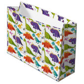 Kleurig dinosauripatroon groot cadeauzakje (Voorkant Gekanteld)
