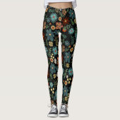  kleurig Ditsy Floral Black design Leggings (Voorkant)