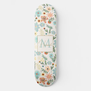  kleurig Ditsy Floral White Design Skateboard