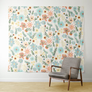 kleurig Ditsy Floral White Design Wandkleed