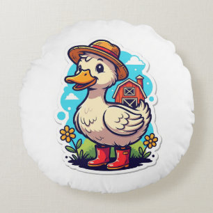 Kleurig Duck T-shirt Rond Kussen