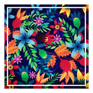 Kleurig exotisch Floral Patroon Foto Afdruk