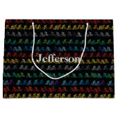 Kleurig fietspatroon op zwart groot cadeauzakje (Voorkant)