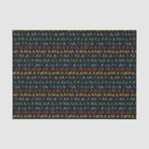 Kleurig fietspatroon op zwart tissuepapier