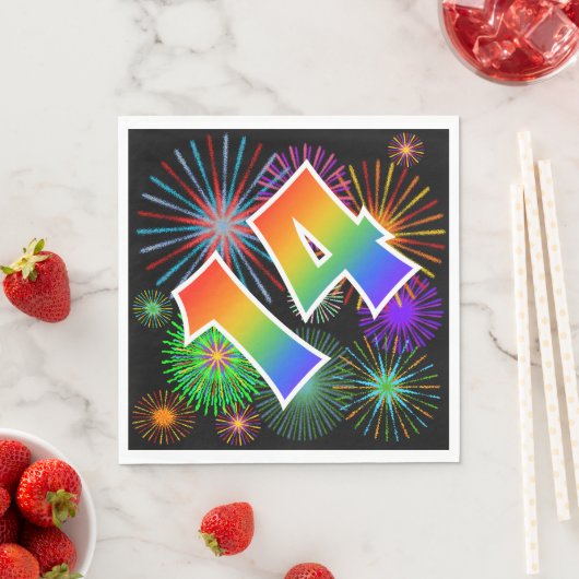 Kleurig Fireworks + Rainboogpatroon "14" Event # Servet (Insitu)