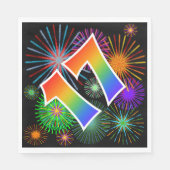 Kleurig Fireworks + Rainboogpatroon "17" Event # Servet (Voorkant)
