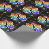 Kleurig Fireworks + Rainboogpatroon "25" Event # Cadeaupapier (Hoek)