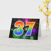Kleurig Fireworks + Rainboogpatroon "37" Event # Kaart (Gele Bloem)
