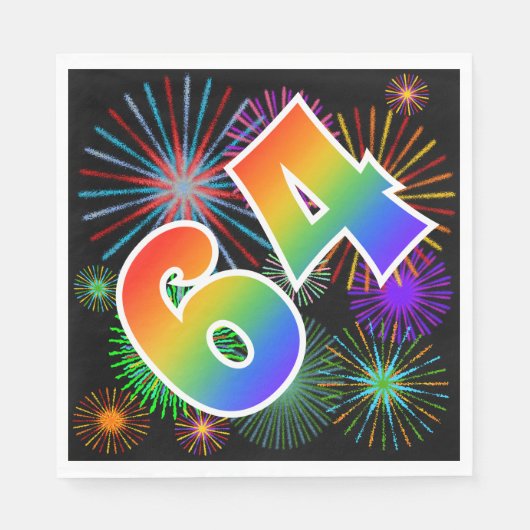 Kleurig Fireworks + Rainboogpatroon "64" Event # Servet (Voorkant)